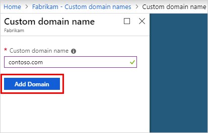 Page Domaines personnalisés avec le bouton Ajouter un domaine personnalisé