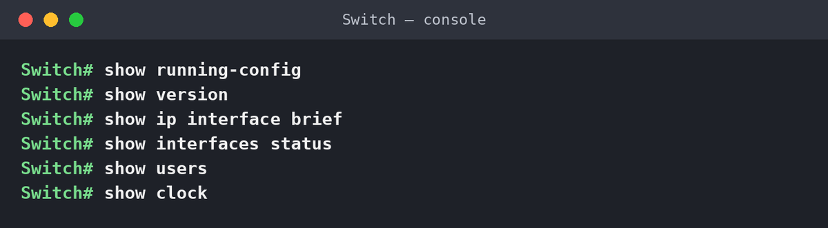 Console Cisco : commandes show de supervision