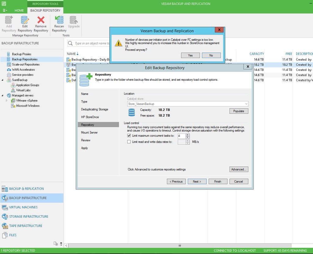 Assistant d'ajout d'un backup repository dans Veeam