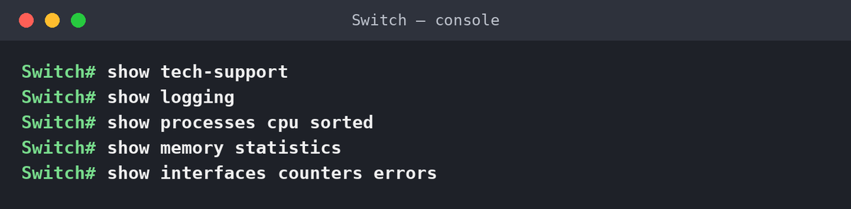 Console Cisco : show tech-support