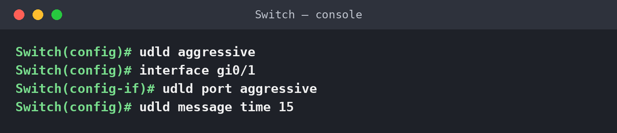 Console Cisco : activation UDLD
